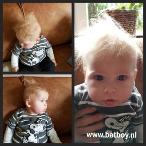 baby, 5 maand, kaal, veel haar, haren, batboy, baby's met haar