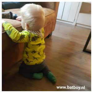 baby, 8 maand, batboy, mamablog, ontwikkeling kindje, optrekken