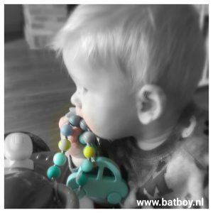 lieve kleine rups, batboy, bijtring, speelketting, bijtsieraden, kauwen, schoonmaken, brent, doorkomende tandjes, baby