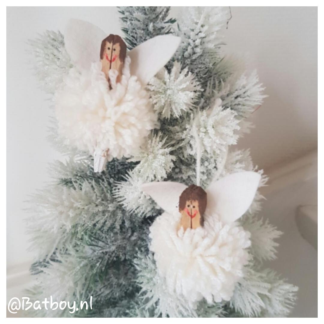 DIY Kerstengel, houtenwasknijper, kerstknutsel